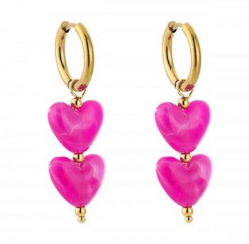 Oorbellen roze hartjes hangertjes
