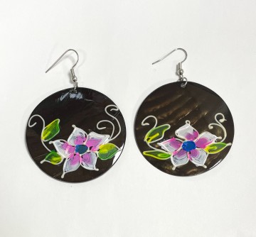 Oorhangers bloemen bruin groen