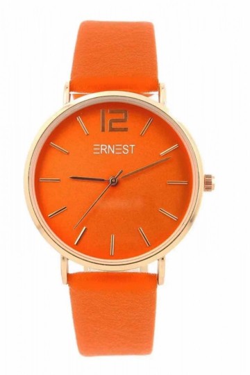 Oranje ernest horloge met rosekleurig horlogekast