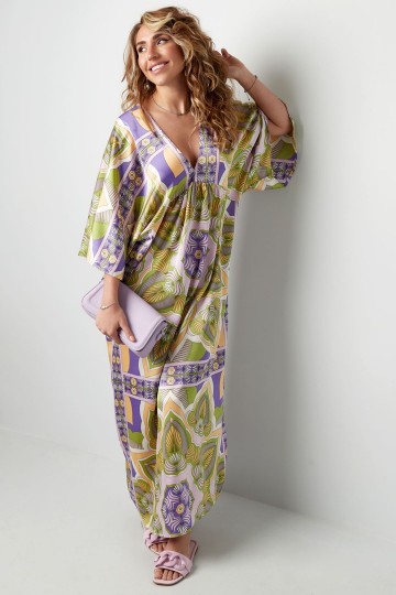 Paars groene jurk op model