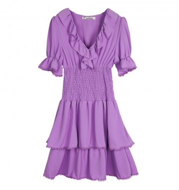 Paars jurkje met ruches