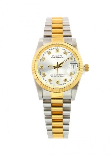 Philippe constance medium serrated bi color stones silver