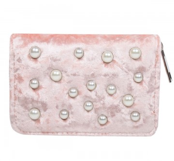 Portemonnee met imitatieparels   roze