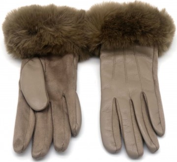 Pu leren handschoenen met nep bont