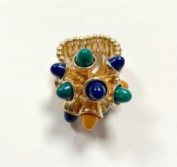 Rekbare ring blauw groen geel