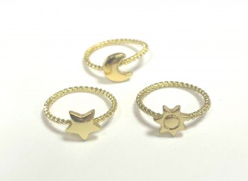 Ringen set maan en sterren maat 14