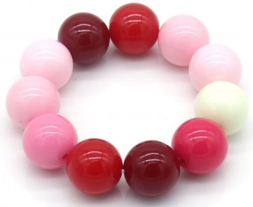 Roodroze armband met kralen 18 millimeter