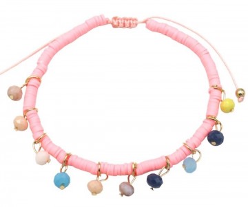 Roze enkelbandje met kralen