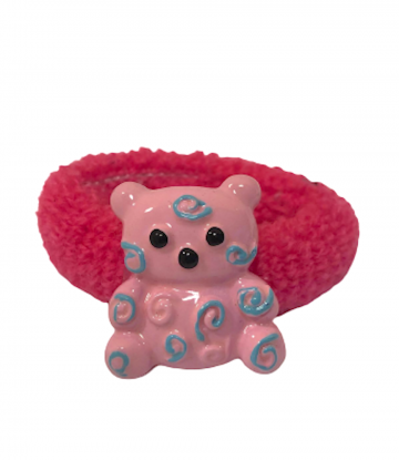 Schattig haarelastiekje roze met beertje