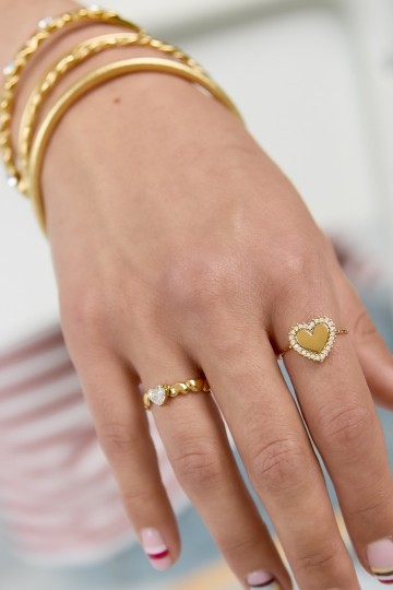Schattige hartjes ring goudkleurig