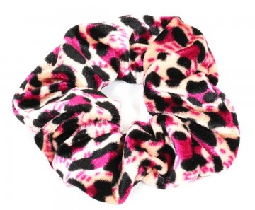 Scrunchie roze met luipaard print
