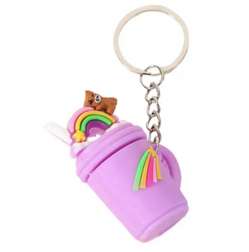 Sleutelhanger paarse milkshake met beertje