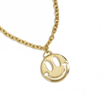 Smiley ketting   stainless steel