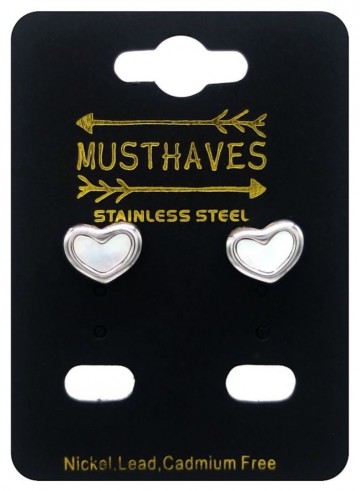 Stainless steel hartjes oorbellen op kaartje