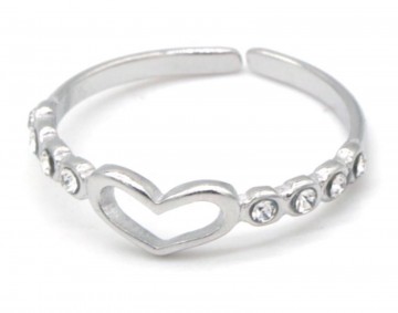Stainless steel ring   hartje   zirkonia stenen