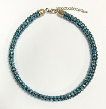 Statement ketting blauw goudkleurig