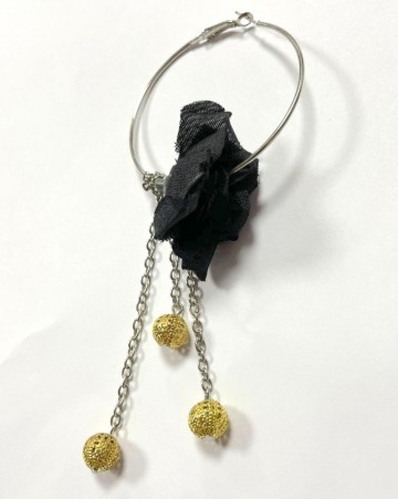 Statement oorbellen zwart zilverkleurig goudkleurig