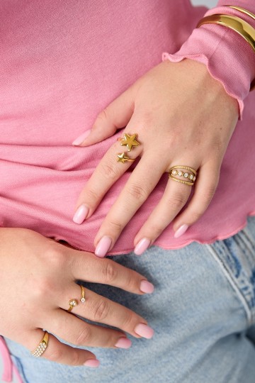Sterren ring   stainless steel   adjustable