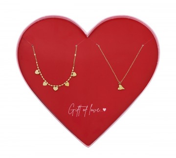 Twee hartjes kettingen in giftbox 0