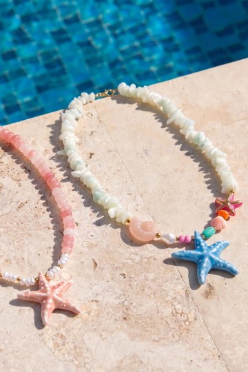 Zeester ketting blauw groen