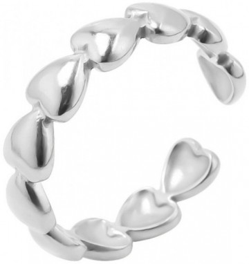 Zilverkleurige hartjes ring