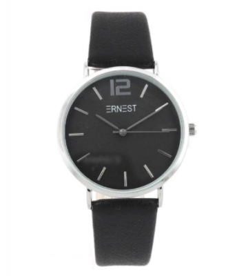 Zwart zilverkleurig ernest horloge