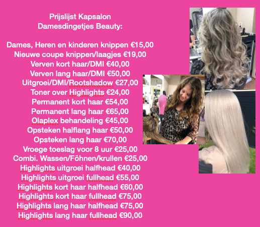 Kapsalon prijslijst