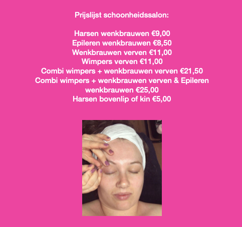Prijslijst schoonheidssalon 